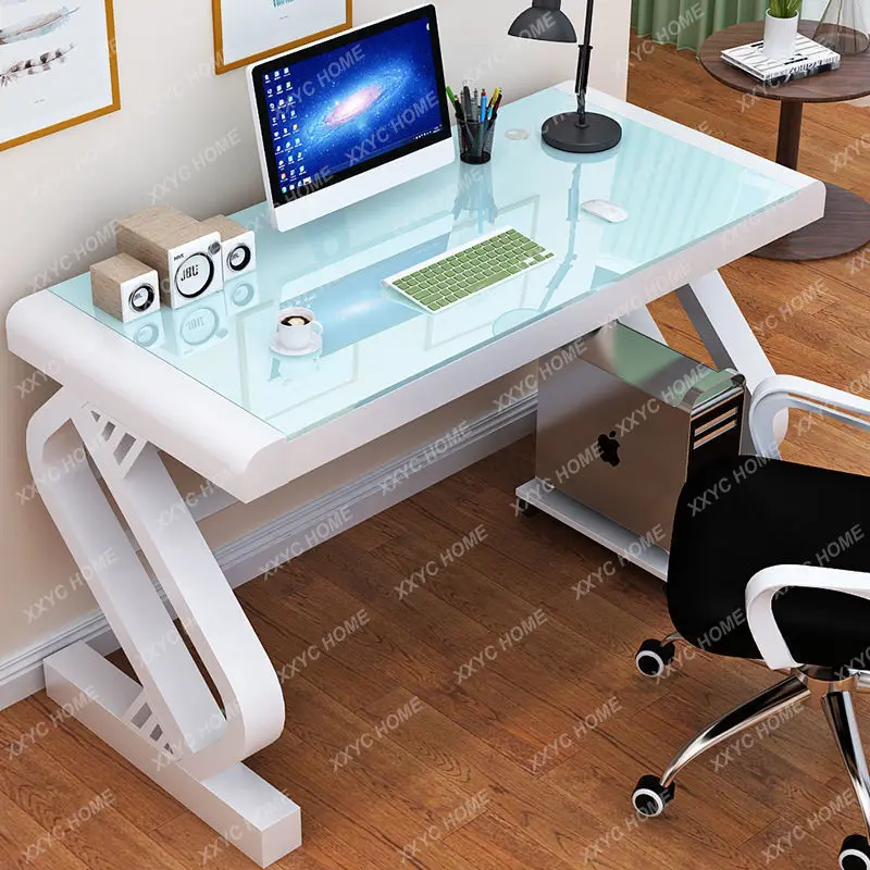 

ML Simple modern tempered glass computer desk economical office study desk