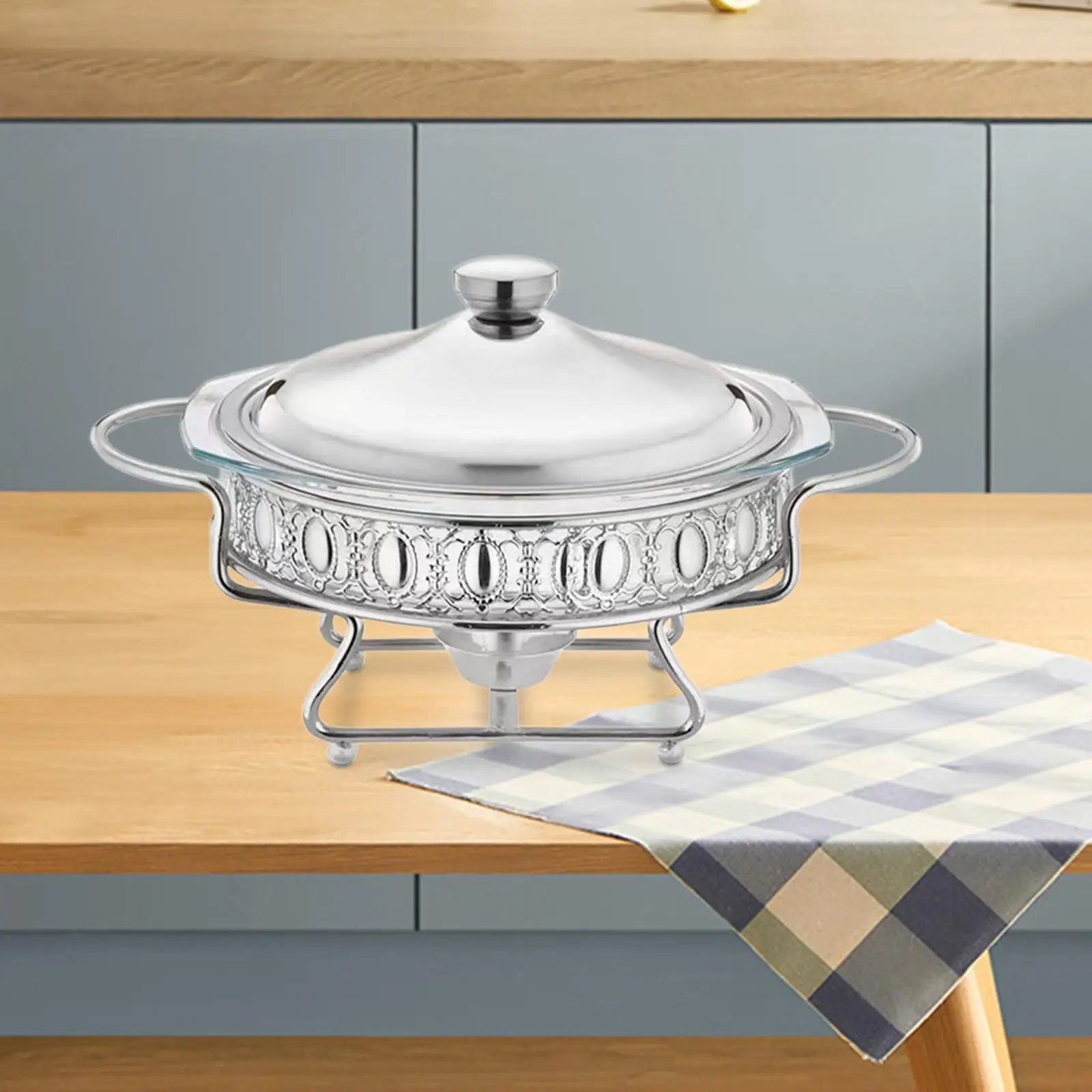 Buffet Food Warmer Pot Catering Buffet Warmer Stable 2L Portable with Handle Round Chafing Dish Food Pan for Event Party