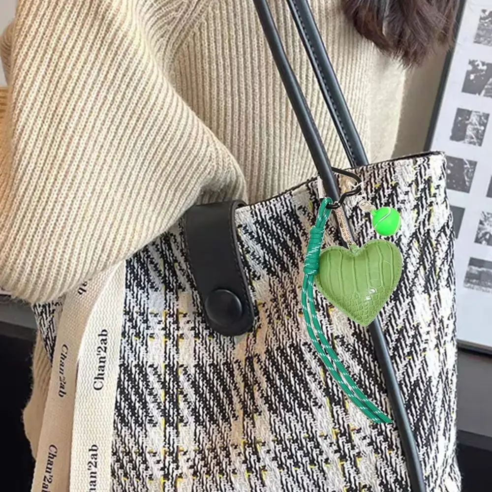 PU 가죽 하트 키체인 농구 우븐 로프 땋은 로프 자동차 키링 한국 스타일 수제 사랑 축구 가방 참