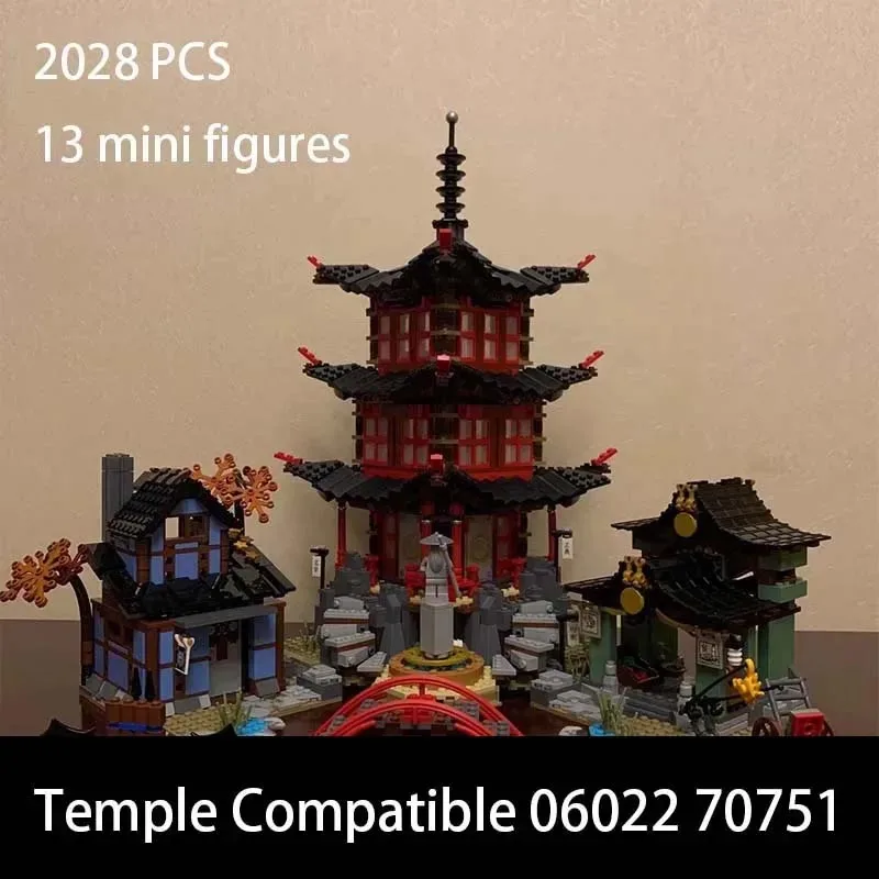 

2028 PCS Temple With LED Set Compatible 06022 Building Blocks 70751 Christmas Birthday Toy Gift