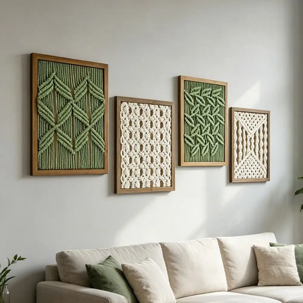 Dual-use Woven Tapestry Picture Frame Cotton Thread Hand Woven Woven Decor Painting Tabletop Display Picture Frame