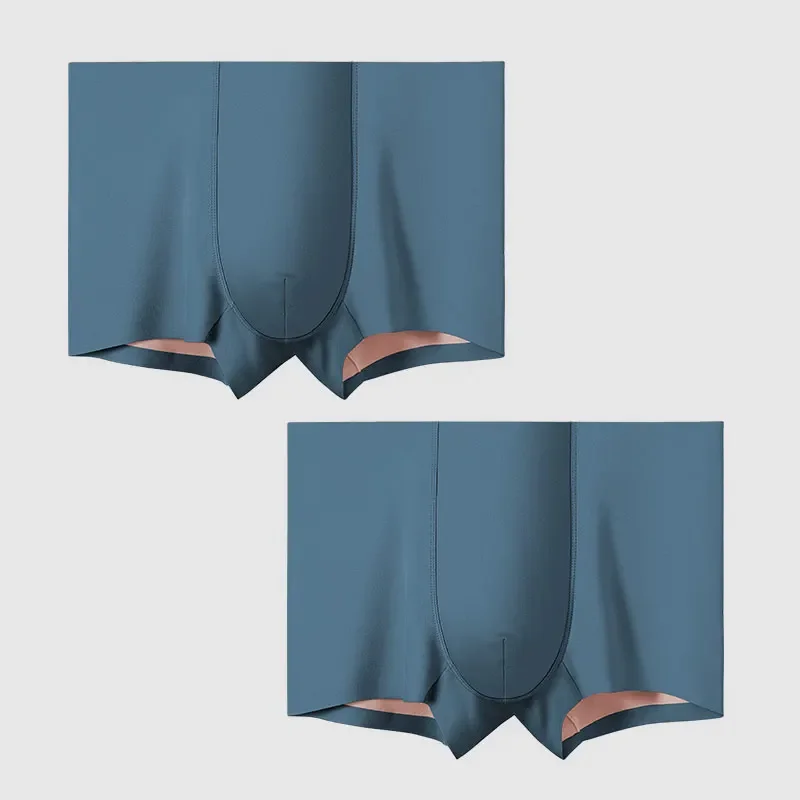 

2PCS Underwear Men's Summer Lightweight Seamless Four-Sided Shorts Men's Fitness Breathable Zero-Feel Flat-Curved Pants