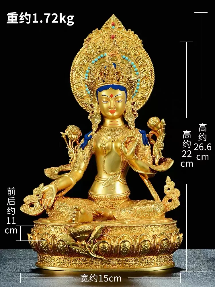 

2023 GOOD Nepal Buddhism gilding Green Tara Bodhisattva goddess Almighty Buddha statue COPPER Family Effective