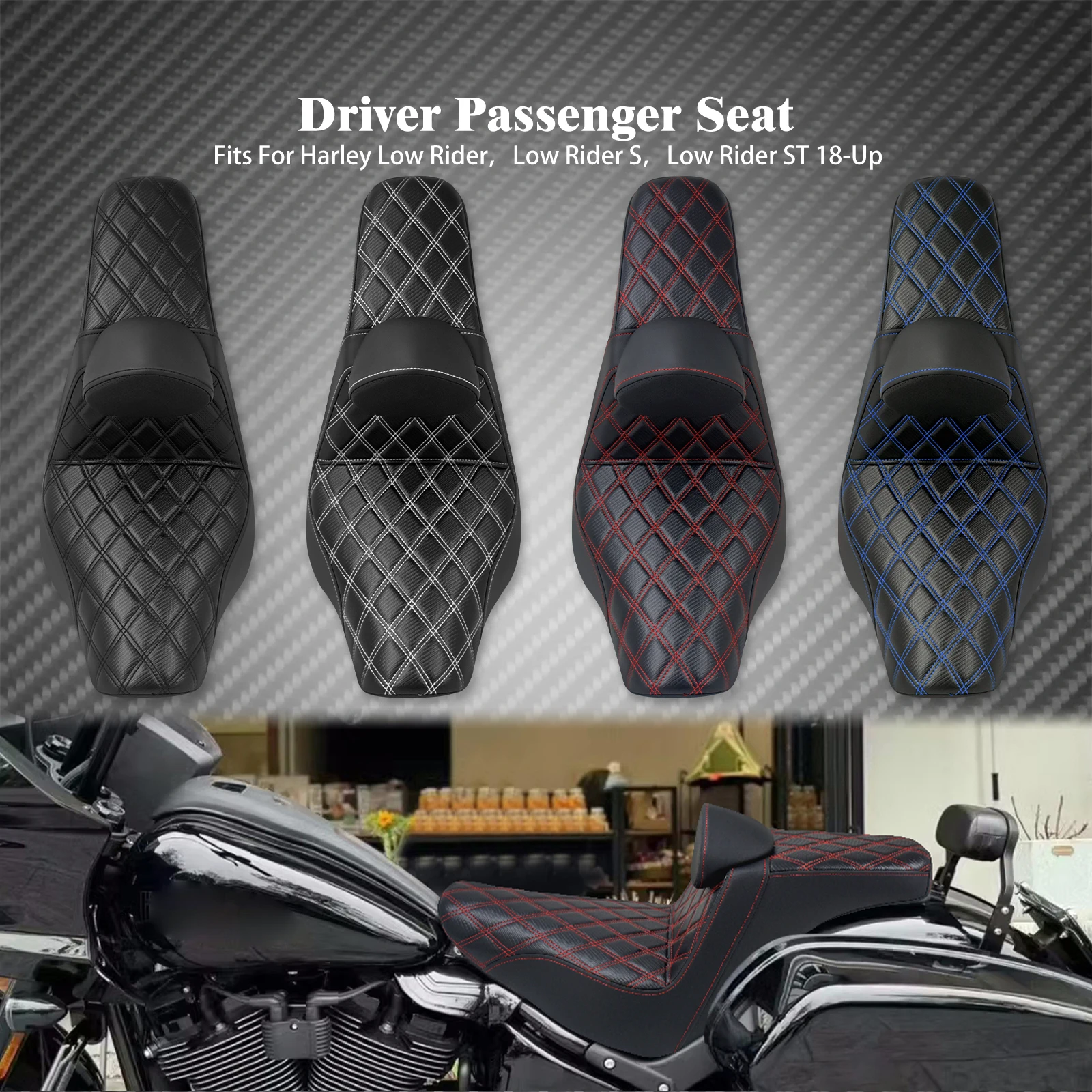 Motorcycle Driver Passenger Seat With Backrest Cushion Pad Two-Up Seat For Harley Softail Low Rider FXLRST Sport Glide 2018-Up