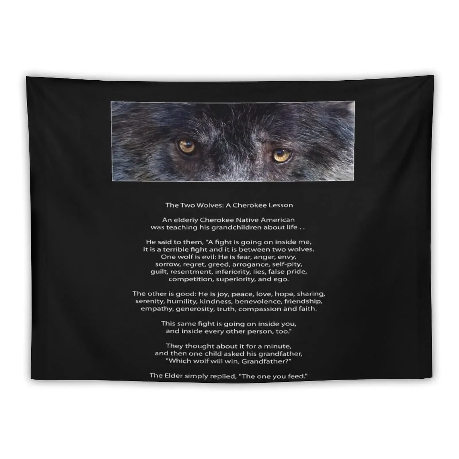 

Wolf Eyes The TWO WOLVES CHEROKEE TALE Tapestry Things To The Room Room Decor Korean Style Nordic Home Decor Tapestry