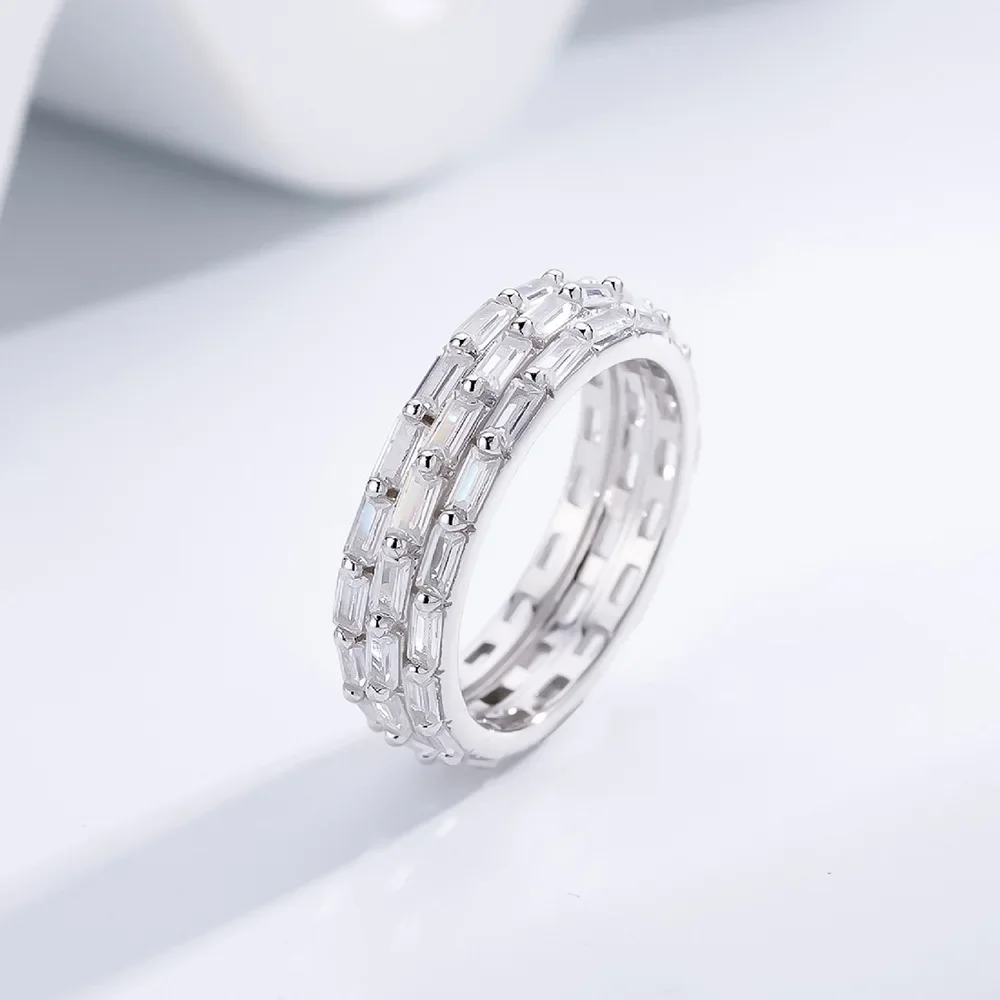 2023 New Product Irregular Arrangement Full Diamond Zircon Ring, Pure Silver, European and American Fashion Minimalist and Niche