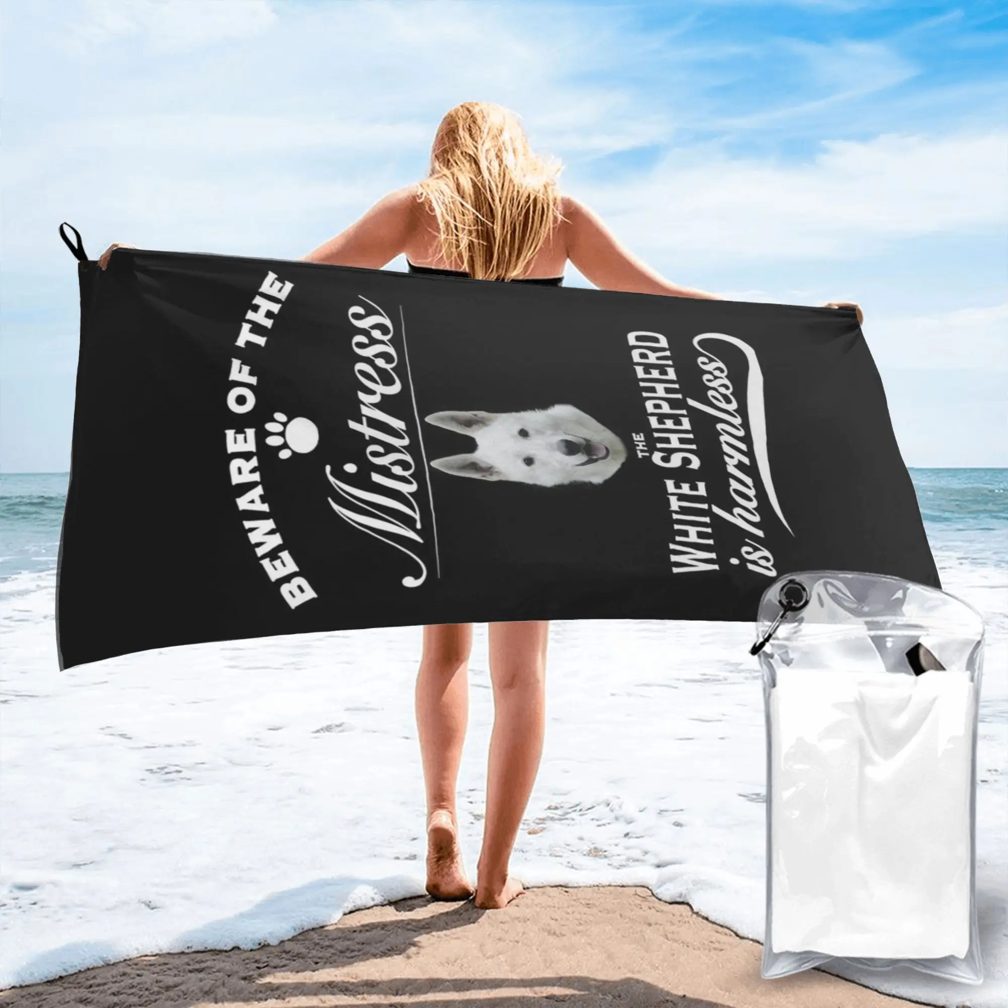 White German Shepherd Tshirt White German Shepherd Dog Shirt Tee Beach Towel Soft Microfiber Quick Dry Absorbent Quick Towels