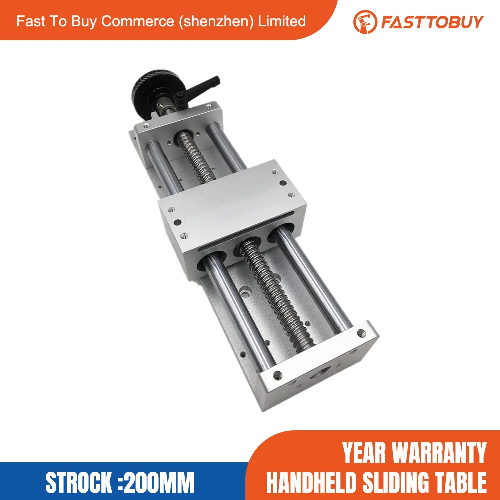 CNC Sliding Table Manual Sliding SFU1605 Effective Stroke 200mm Cross Slide Linear Guides CNC Machine