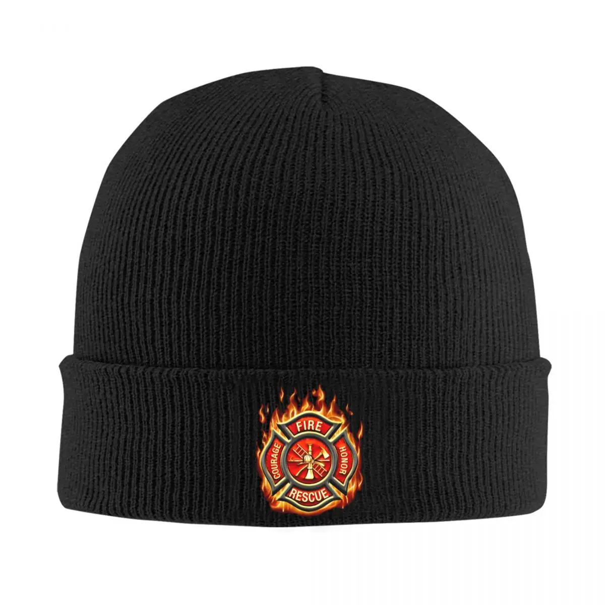 Gorro de punto de bombero para hombre y mujer, gorro de ganchillo de rescate de fuego acrílico, para Otoño e Invierno