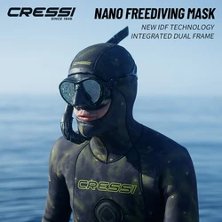 Cressi Nano Ultra Low Volume Free Diving Mask Tempered Glass 2 Window Integrated Dual Frame Black Silicone Mask for Adults
