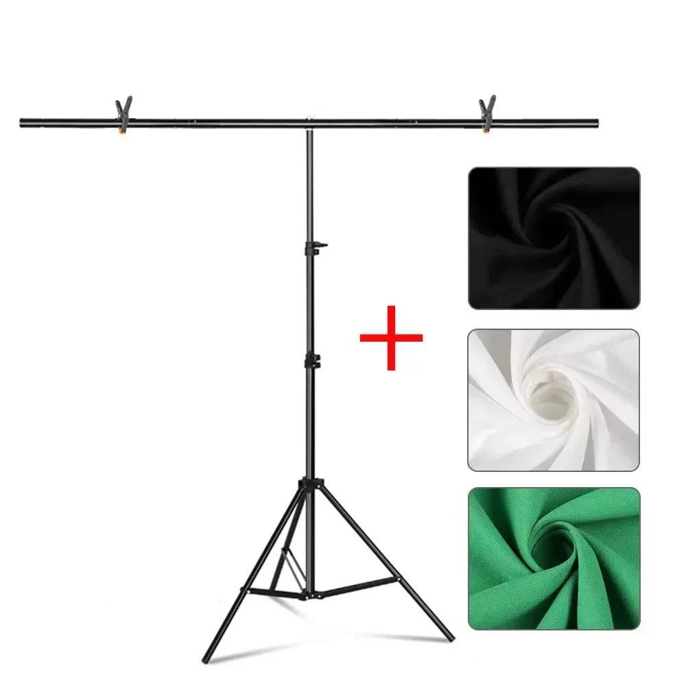 T-förmiger Hintergrundständer 2x2m für Fotografie, Verstellbares Stützsystem für Fotostudio, Geeignet für Vlies- und Musselin-Hintergründe