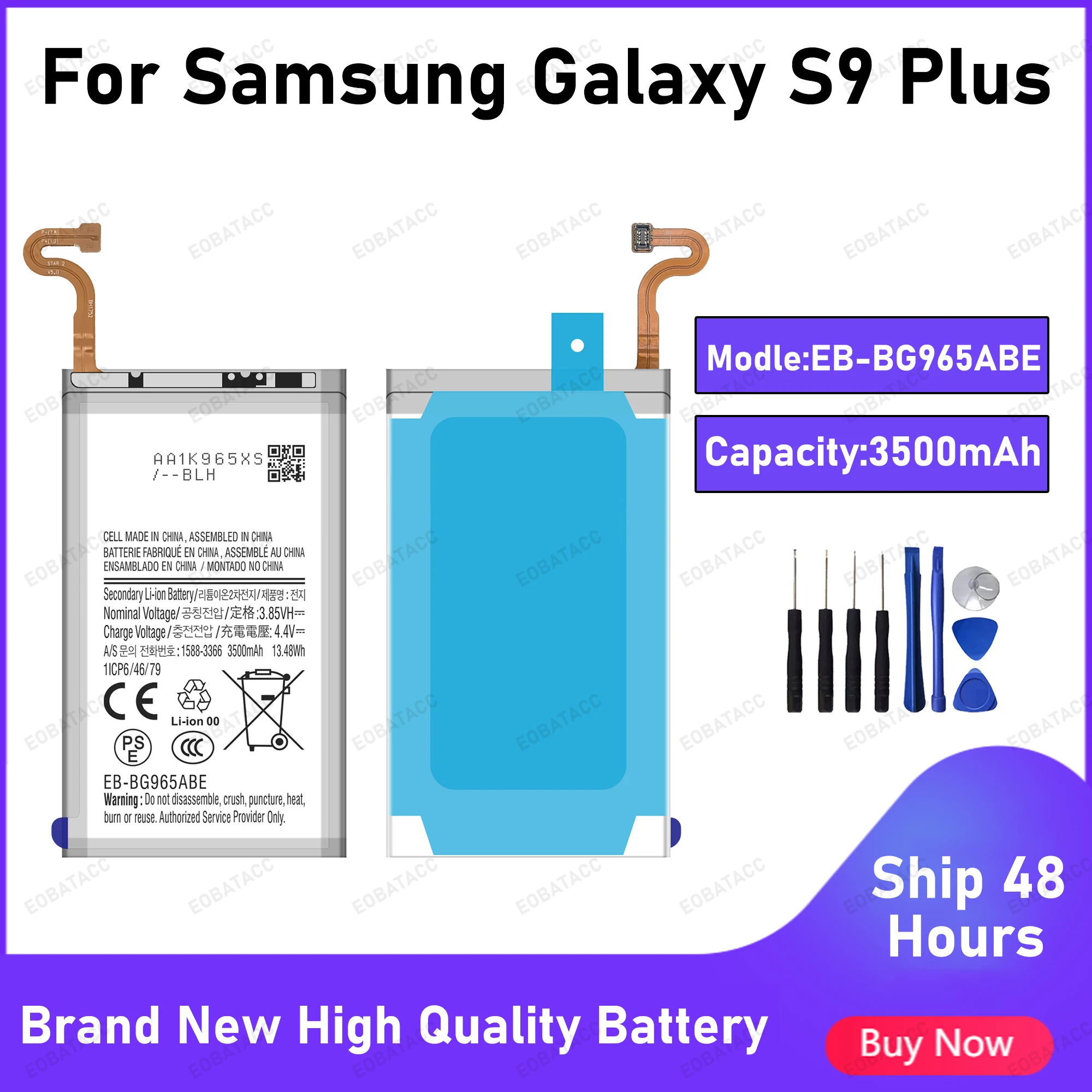 

3500mAh EB-BG965ABE Battery For Samsung Galaxy S9 Plus/S9+ Replacement Bateria+Free Tools
