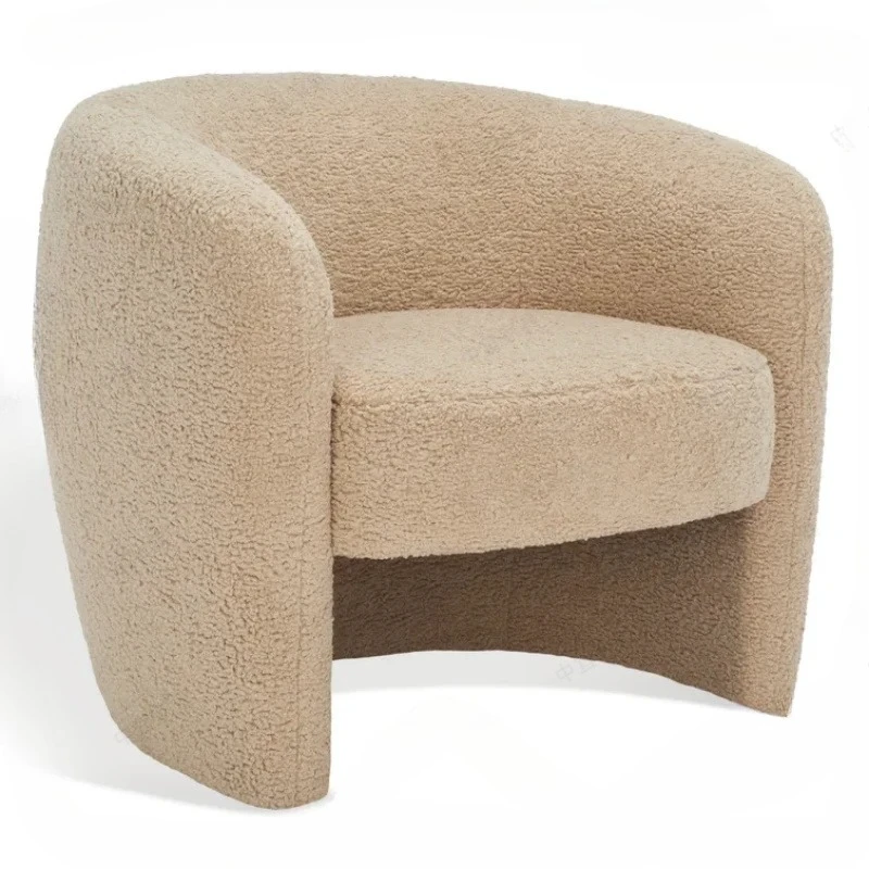 Nordic light luxury single sofa chair lamb wool fabric, clothing store nail salon living room reception leisure chair