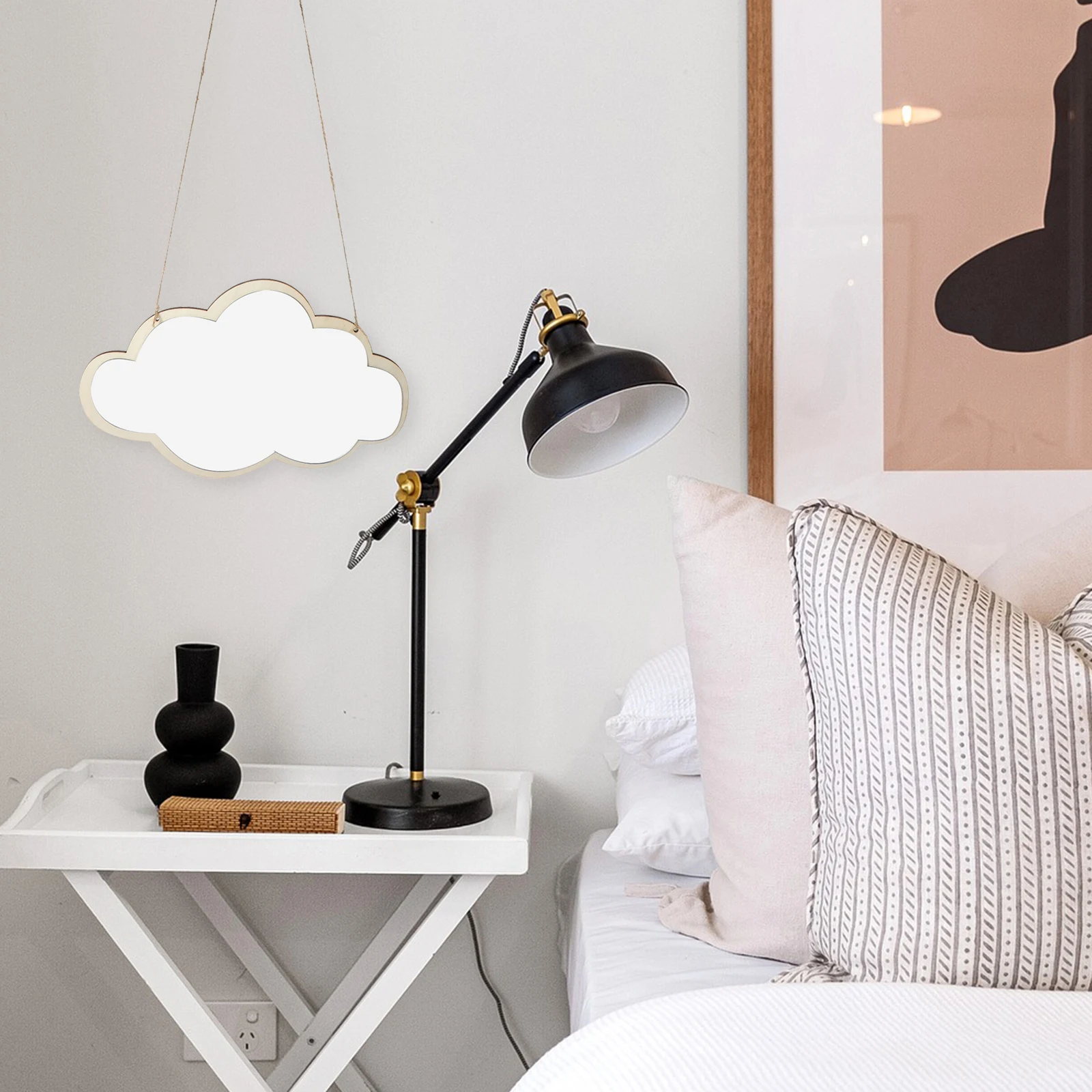 

Clear Reflection Acrylic Cloud Mirror Wooden Wall Mount Modern Home Decor Accessory