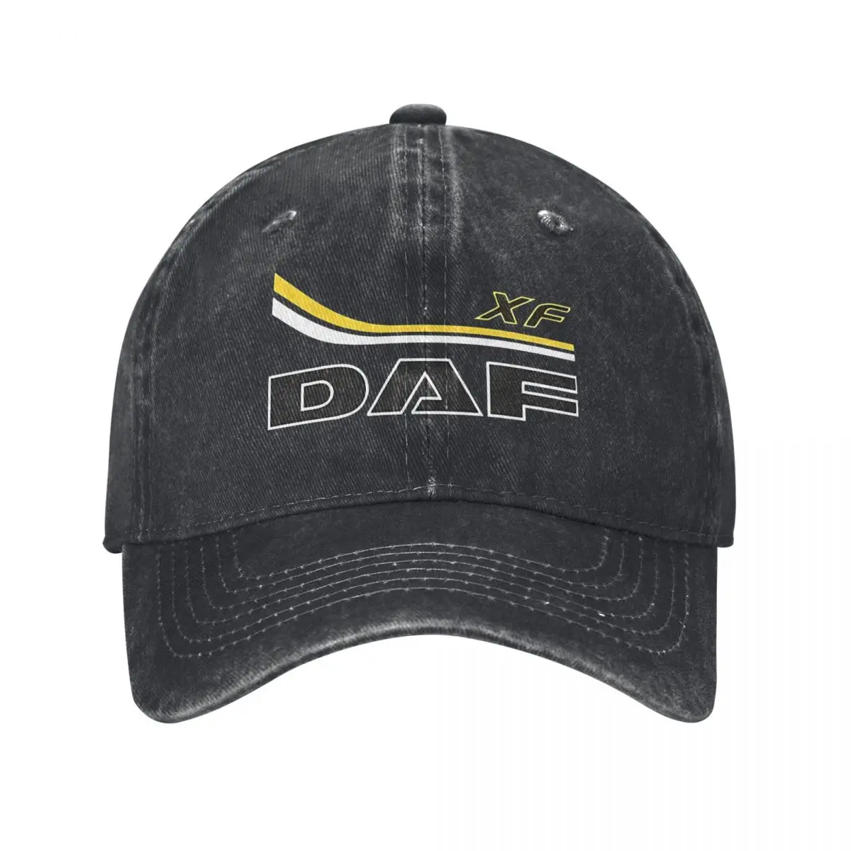 DAF, Vrachtwagenchauffeur, Wit & Geel Logo demin Cap Durable for All Seasons Summer Hat Women's Baseball Cap