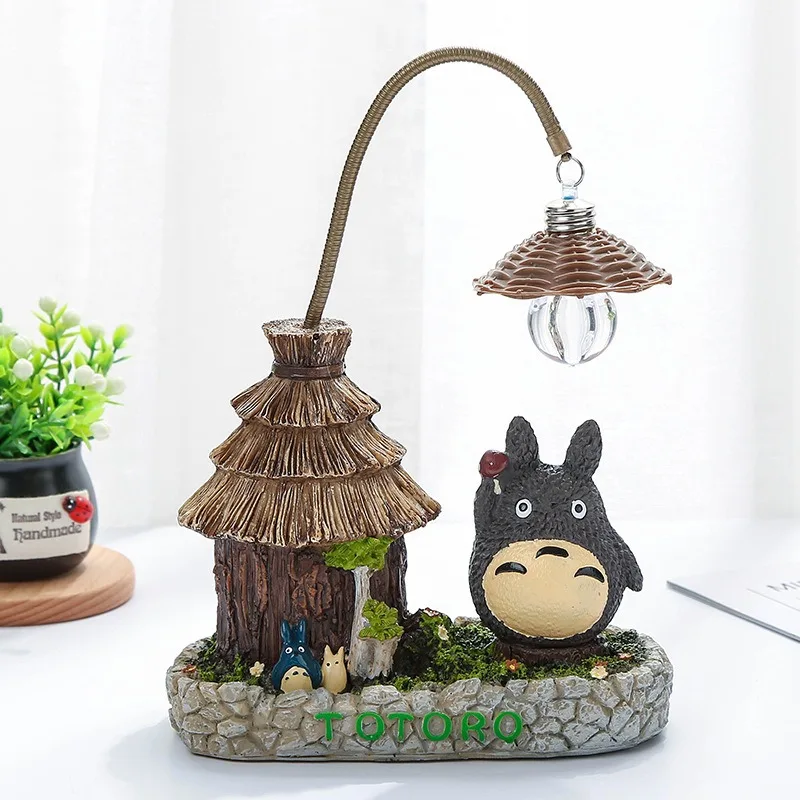 Cartoon Anime Wooden House Grass House Small Night Light Room Desk Office Decoration Small Night Light Ornament Birthday Gift