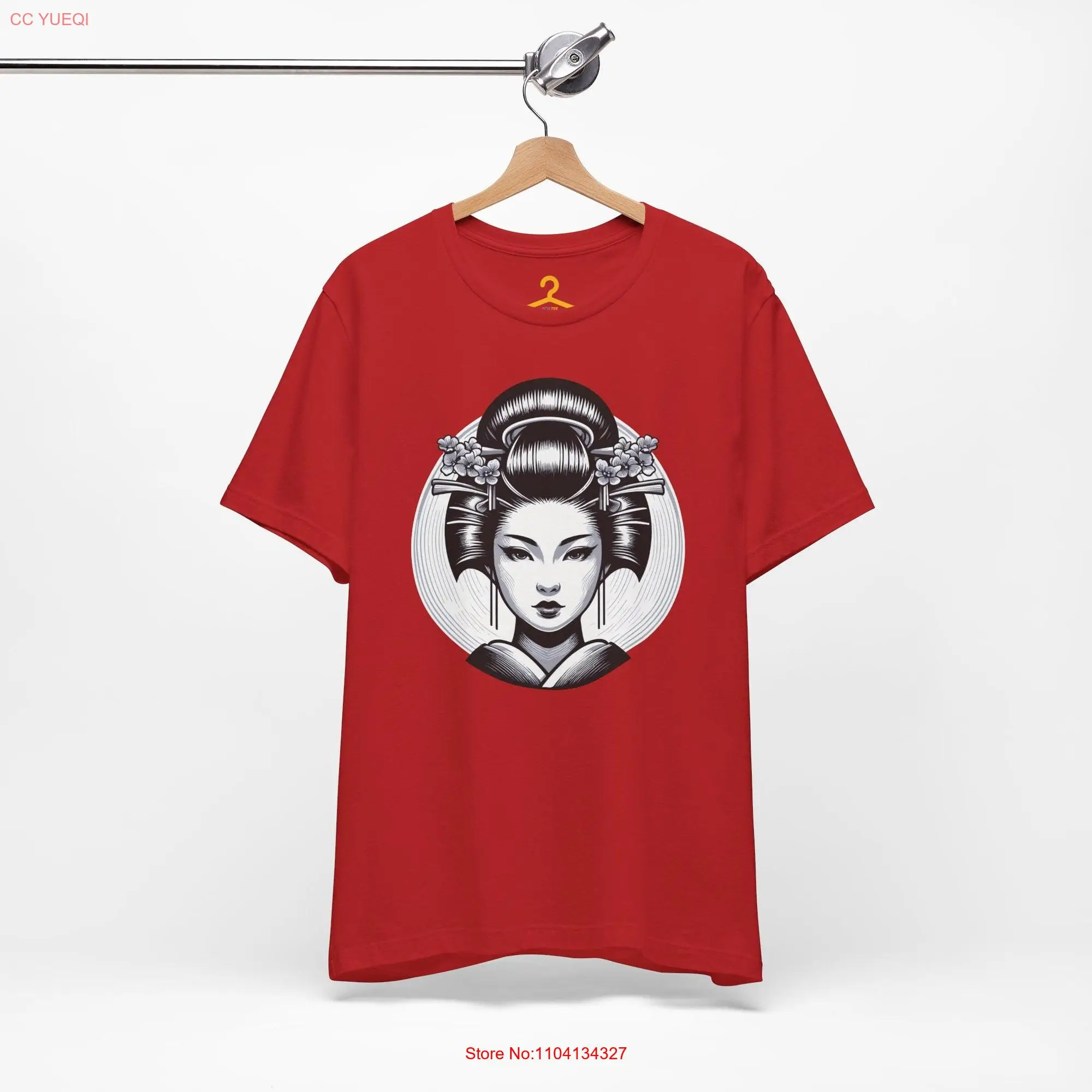 Ethereal geisha moonlight tee unisex traditional japanese beauty shirt portrait graphic t monochromatic art design top