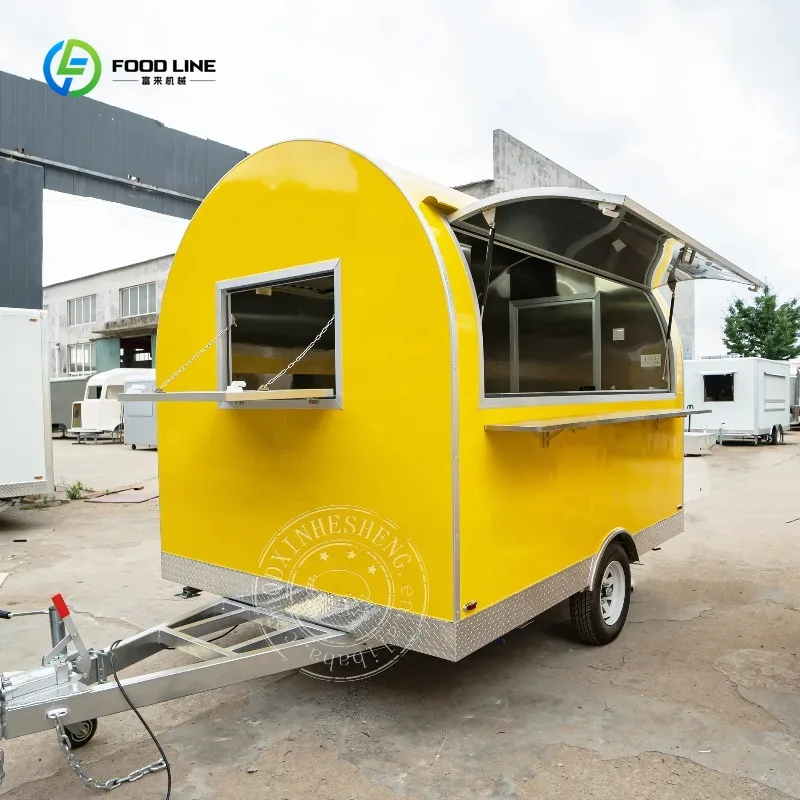 Roundness Ice Cream Push Cart Gooseneck Trailer Ice Cream Food Truck with Full Kitchen