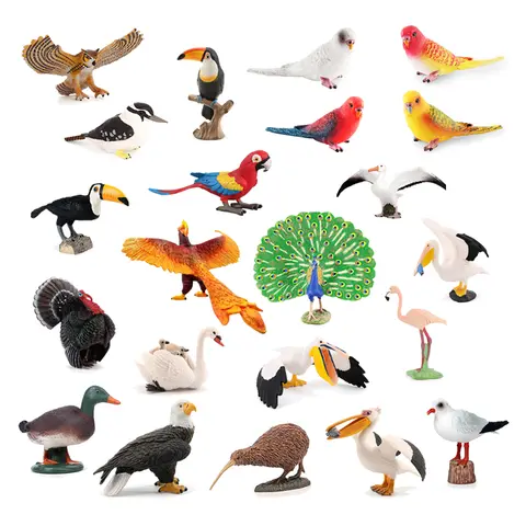 Leksaksdjur Figurer Phoenix Påfågel Tukan Kalkonörn Flamingo Fågelmodeller Actionfigur Djungeldjur Figurer Leksaker för Barn 10 best sales djungeldjur - №4