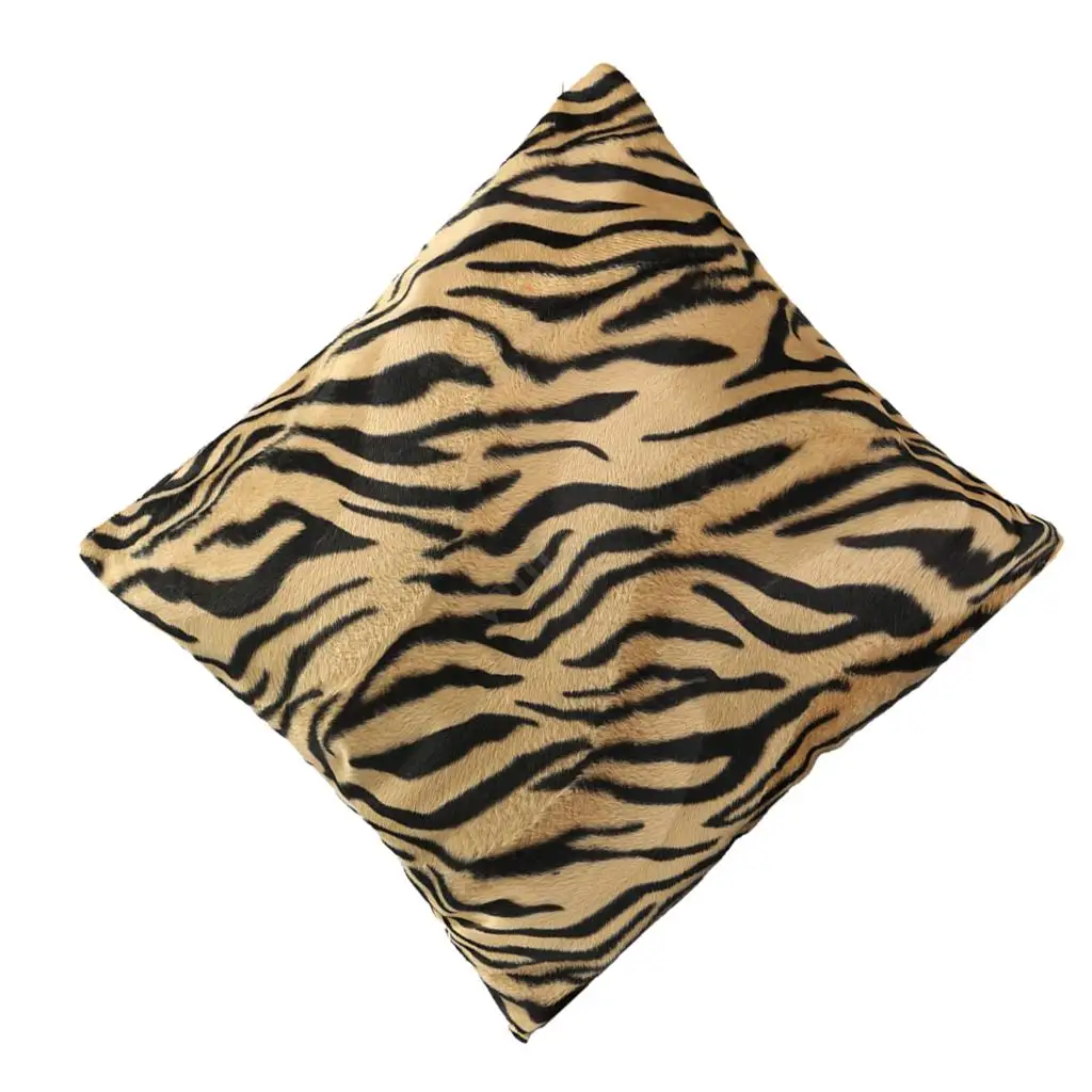 Plush Pillowcase with Zipper Animal Print Cushion Cover Durable Pillow Decor for Sofa Bedroom Office