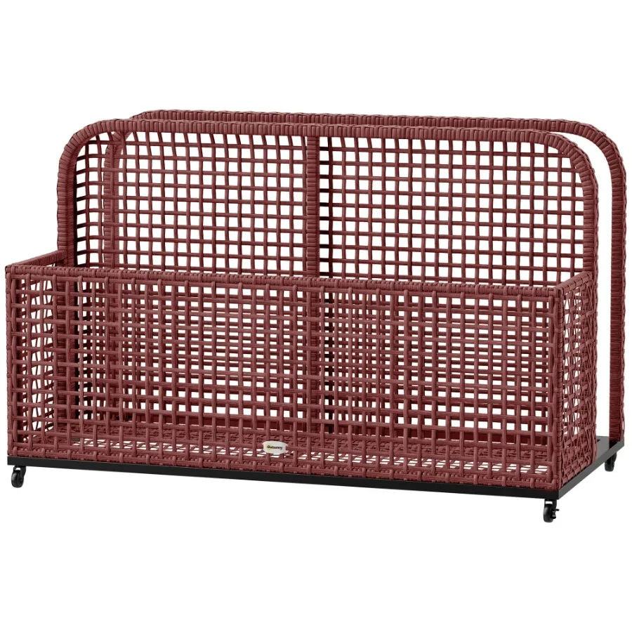 

PE Rattan Pool Float Storage Organizer with Wheels Mixed Brown