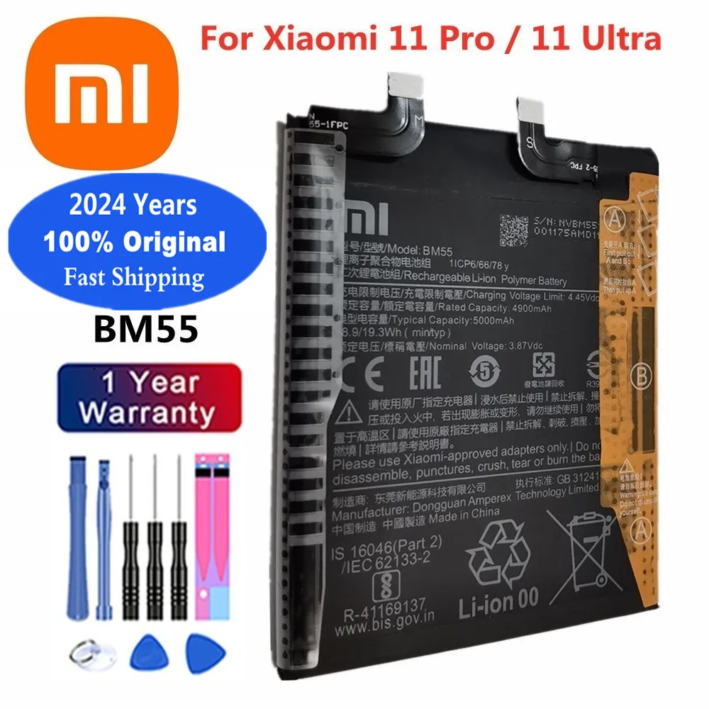 New 5000mAh BM55 Original Battery For Xiaomi Mi 11 pro 11pro 11 Ultra 11Ultra Mi11 pro Phone Battery Batteries Bateria + Tools