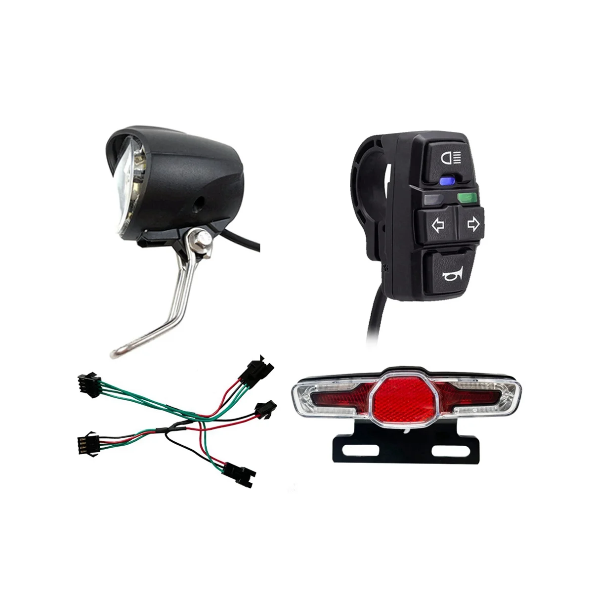 

E-Bike Switch DK336 with Front Light Taillight S M Plug Warning Light Turn Signal and Horn Ebike Accessories