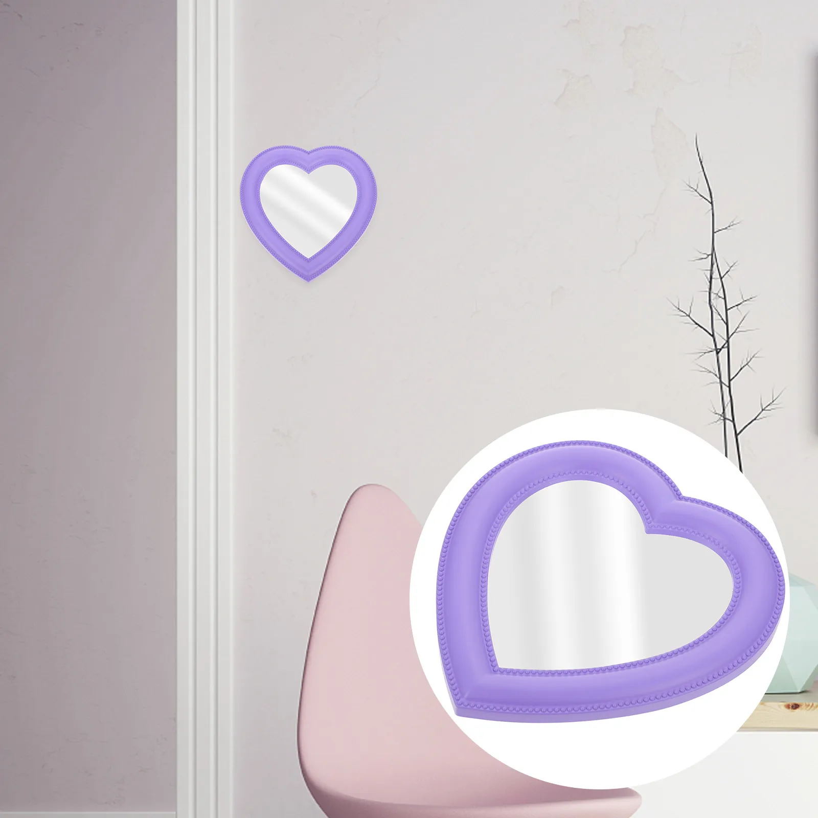 1Pcs Heart Shaped Makeup Mirror High Definition Scratch Resistant Retro Chic Decorative Vanity Mirror for Bedroom Desktop Wall