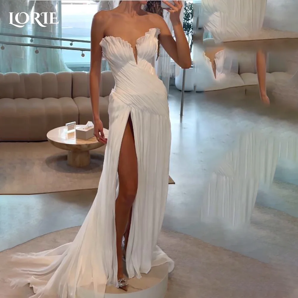 LORIE Elegant Tulle Wedding Dresses Strapless A-Line Pleats Ball Beach Bridal Gown Multi-Storeyed Ruffle Customized Bride Dress