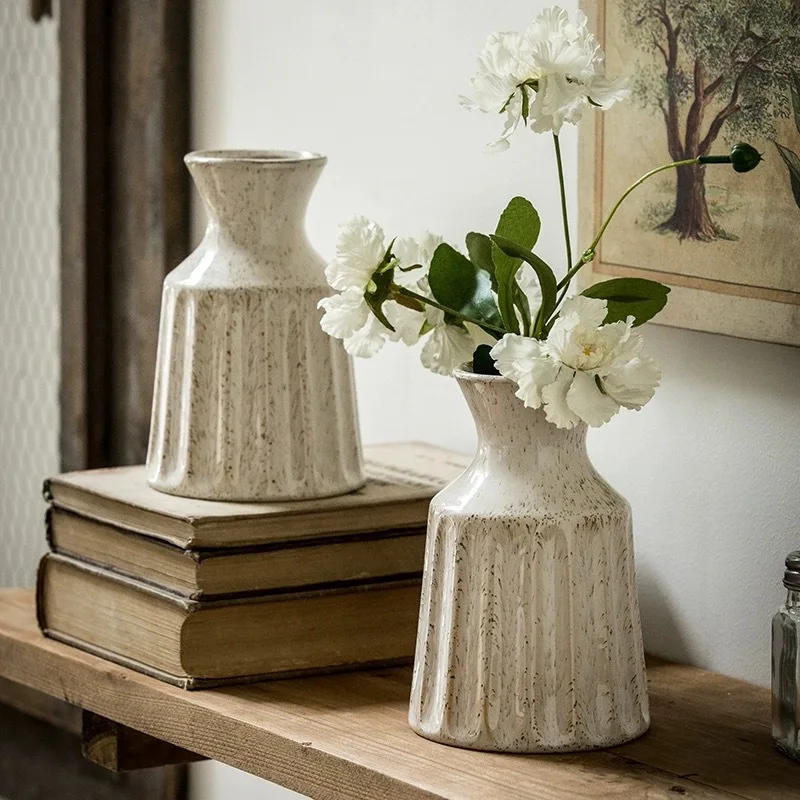 

Japanese Retro Ceramic Vase, American Living Room and Bedroom Floral Arrangement, Dried Flower Decoration