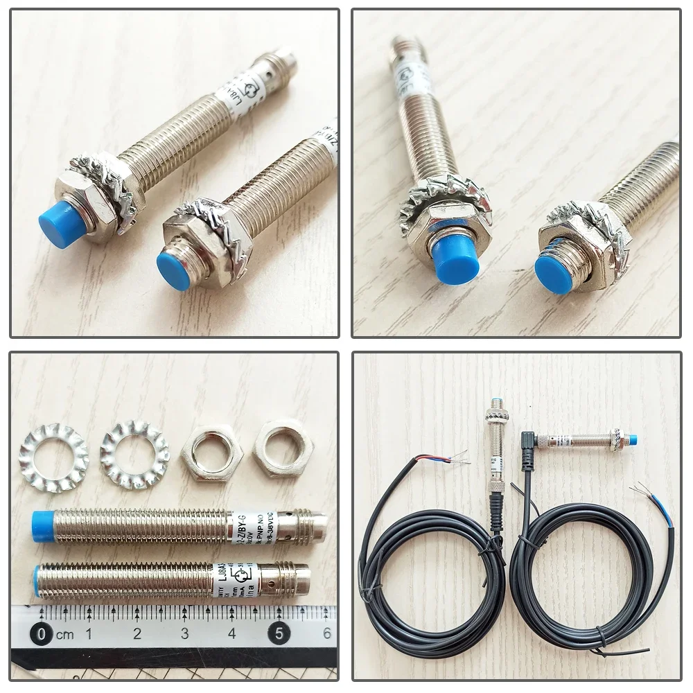 IP65 M8 Inductive Proximity Sensor Sn:1mm/2mm AC DC NPN PNP NO NC Metal Approach 3pin Connector 2meters Straight/Bend PVC Cable