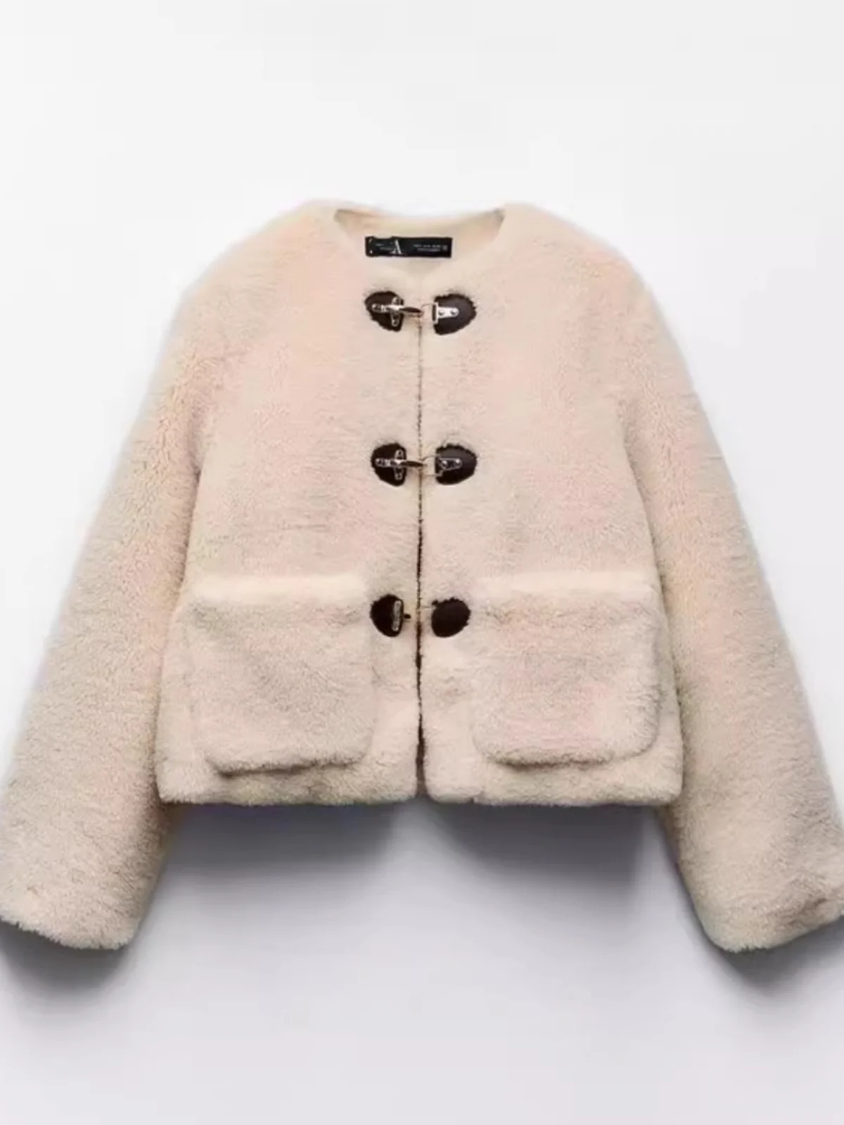 

Весенний синий декор, круглый жгут из овечьей кожи Ne Fce, женский осенне-зимний новый свободный крой, длинный цвет све