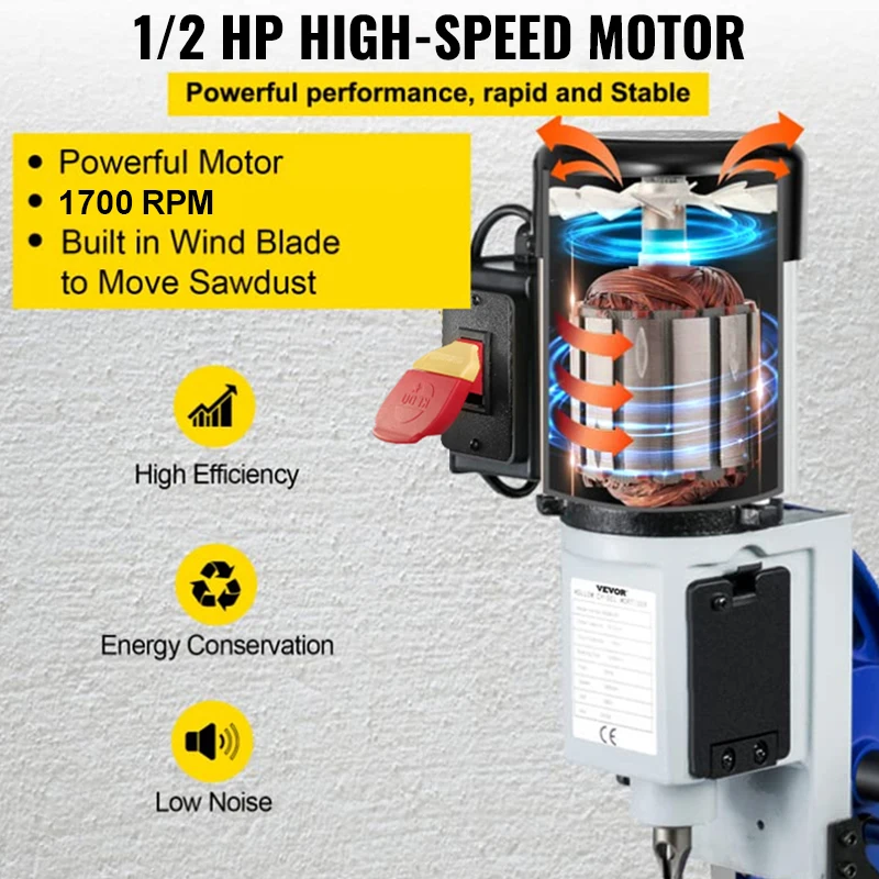 VEVOR 550W Mortasatrice MS36127A3 Macchina a Scalpello Cava a Mortasa per Lavorazione del Legno 2800RPM   Mortasatrice da Banco