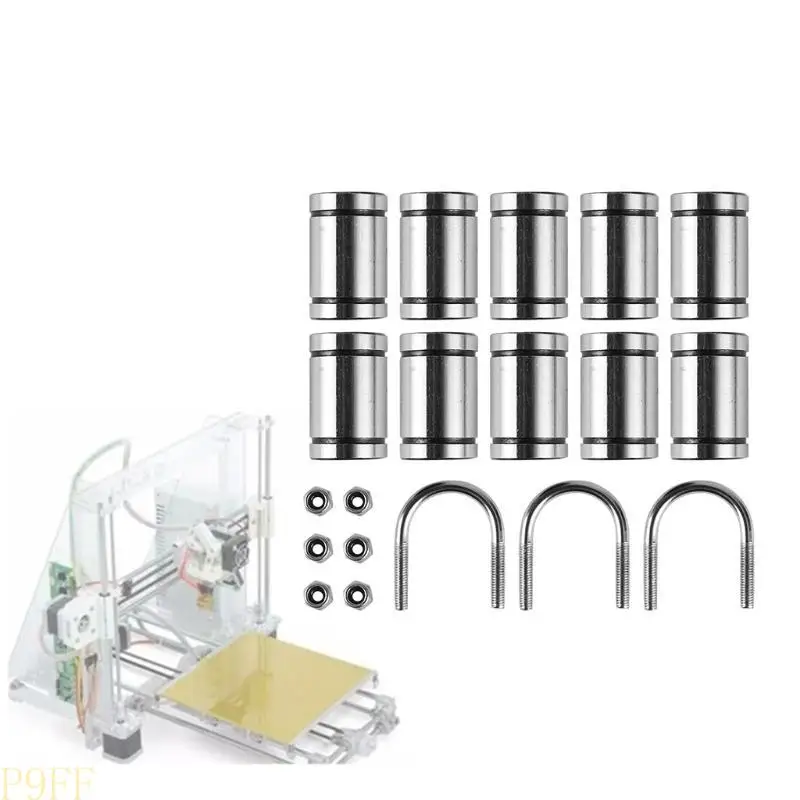 

CS1W 10Pcs LM8UU Linear Ball Bearings,24mm Length with Double Side Rubber Seal,3pcs Stainless Steel U-bolts for Prusa I3