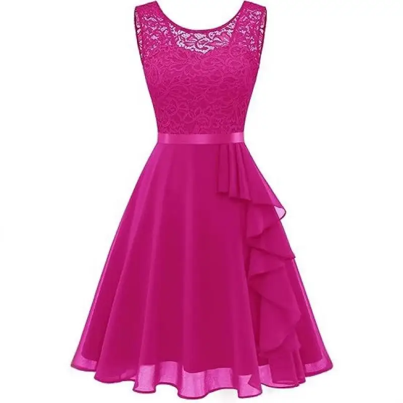 Sleeveless Lace Mesh Short Cocktail Party Dress Long Simple Elegant Coming Of Age Birthday Chiffon Evening Dress Customized