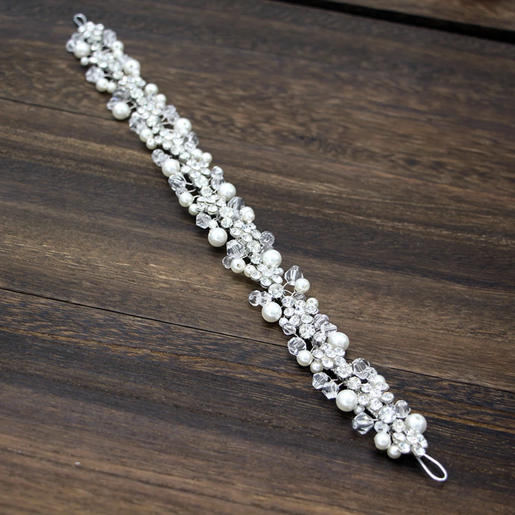 

Pearl Headband Bridal Hair Accessories Rhinestone Headdress Crystal Wedding Women Elegant Artificial Pearl Shiny Decor