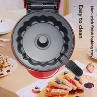 110V Heart Waffle Maker Mini Cake Maker Double-Sided Heating Doughnut Portable Breakfast Machine Breakfast Mold Kitchen Supplies 5