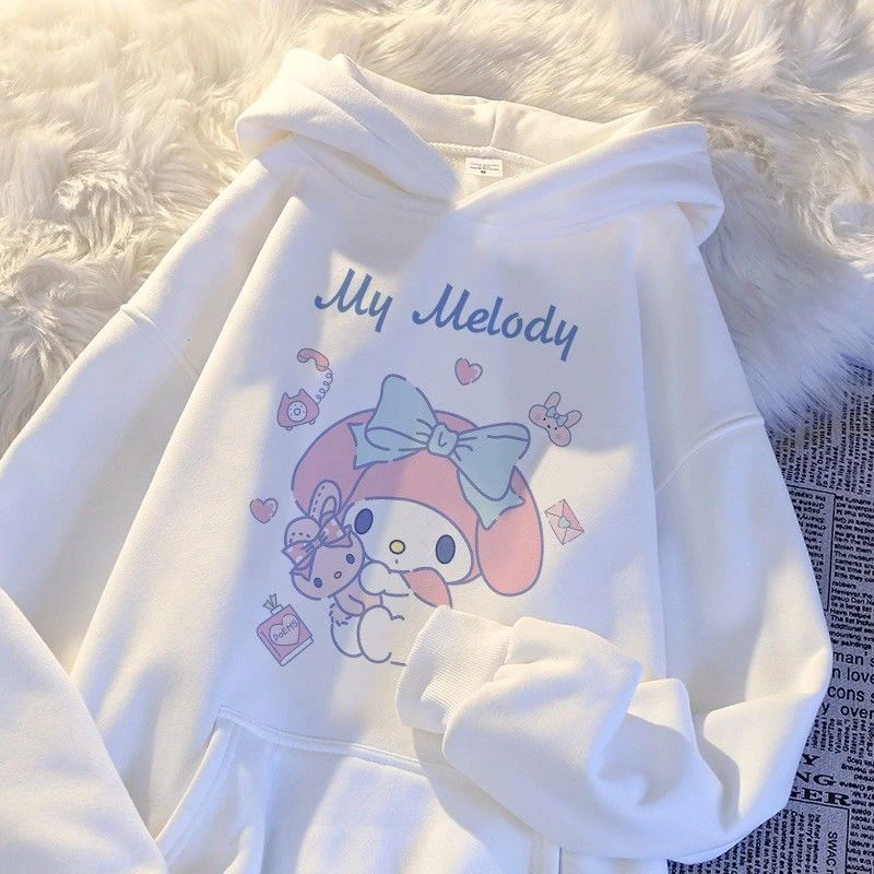 

Sanrio My Melody Hoodie Girls Kawaii Anime Children Autumn Clothes Cartoon Cute Thickened Women Long-Sleeved Top Gift for Kids