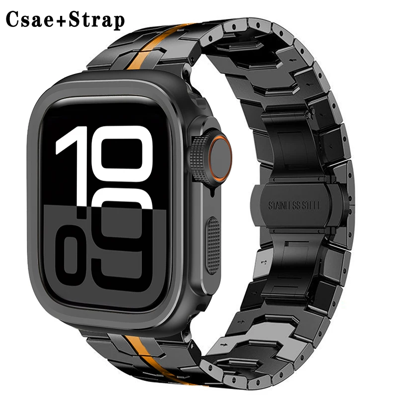

Metal Case+Strap for Apple Watch Ultra 2 1 Band 49mm Series 10 46mm 9 8 7 45mm Stainless Steel Bracelet for IWatch 6 SE 5 4 44mm