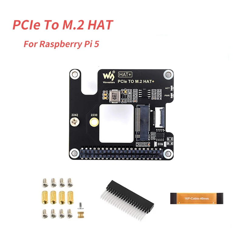 

Raspberry Pi 5 PCIe To M.2 HAT Expansion Board High Speed With 16P Cable GPIO Header For Raspberry Pi 5