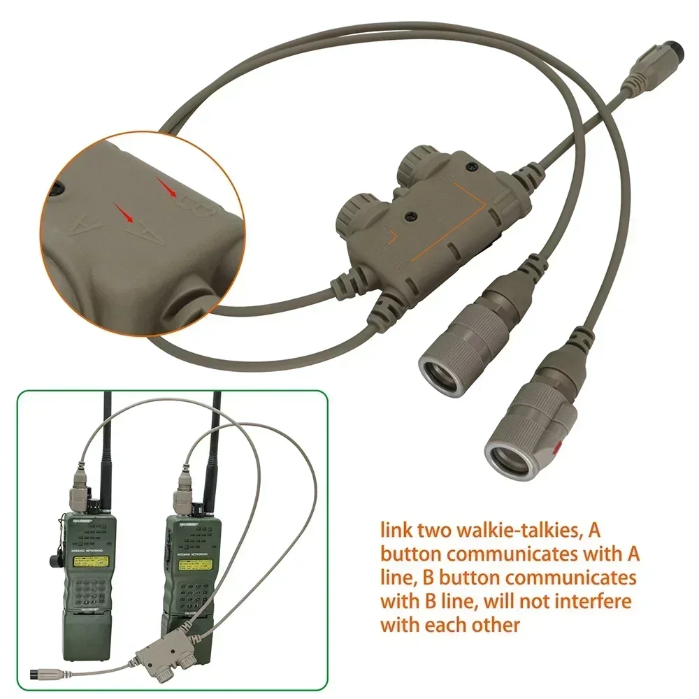 U94 PTT dupla comunicação tático walkie-talkie, tiro fones de ouvido, 6 pinos conector para PRC 148, 152, 163