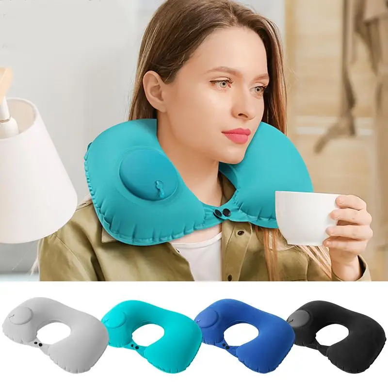 

Inflatable Travel Neck Pillow U-Shaped Neck Support Pillow Neck Protector Portable Comfortable Pillow For Airplane Train Car