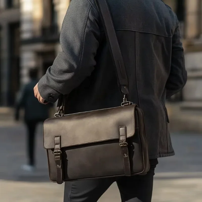Durable Leather Men's Brown Shoulder Bag Men's Crossbody Bag