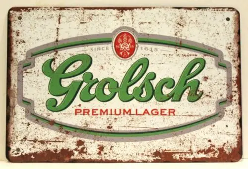 Grolsch Lager Beer Tin Metal Sign Poster Vintage Rustic Look Bar Man Cave xz