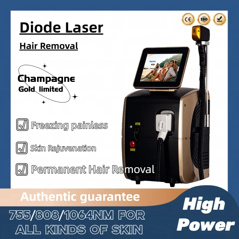 

808nm Diode Laser Hair Removal Machine Professional Painless Permanent Depilation Machine Remove Hair Laser 755 808 1064 Device