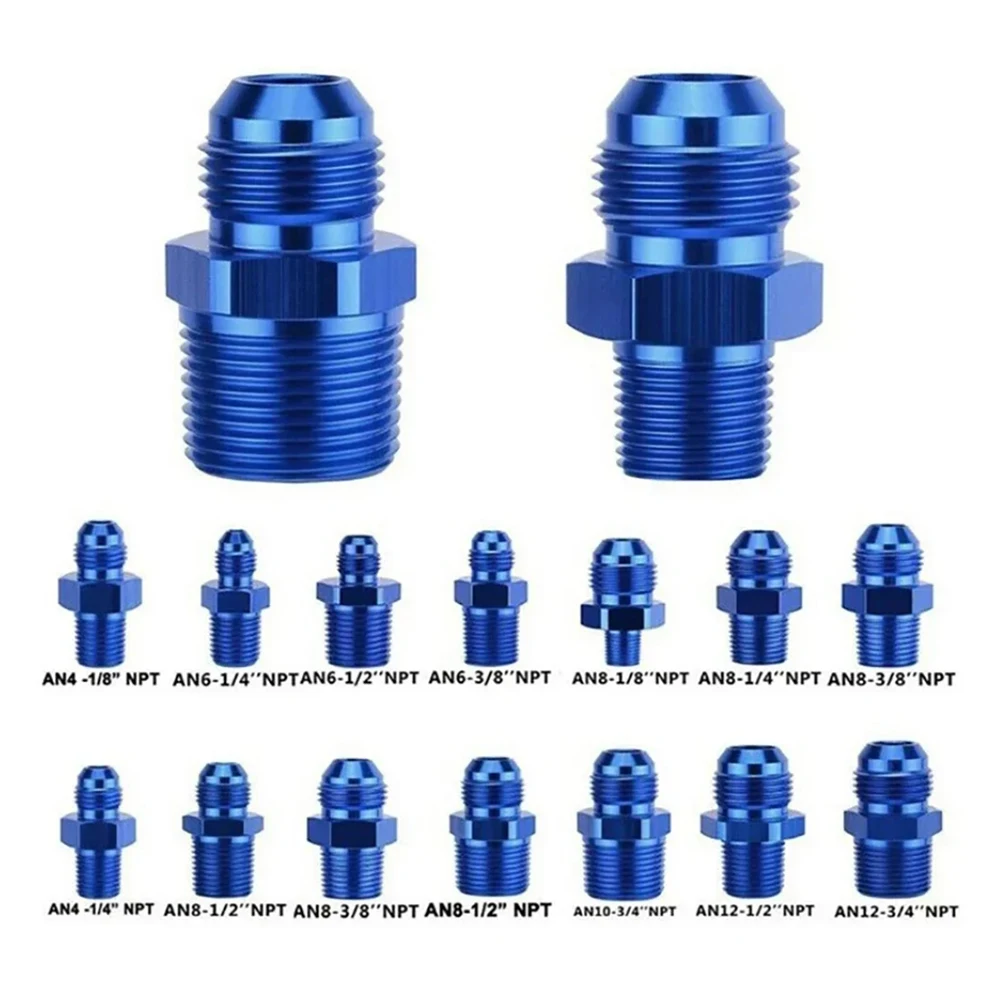 

AN3AN4AN6AN8AN10AN12-1/8 1/4 3/8 1/2 3/4 NPT Black/Blue/SilverOil-Cooled Adapter Universal Fuel Hose Adapter Pipe Thread Fitting
