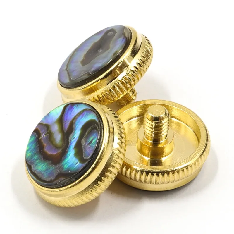 12PCS Luxury Shell Trumpet Button Set with Gold Edge, Baja Style Top Valve Covers for Stage Performance & Custom Look