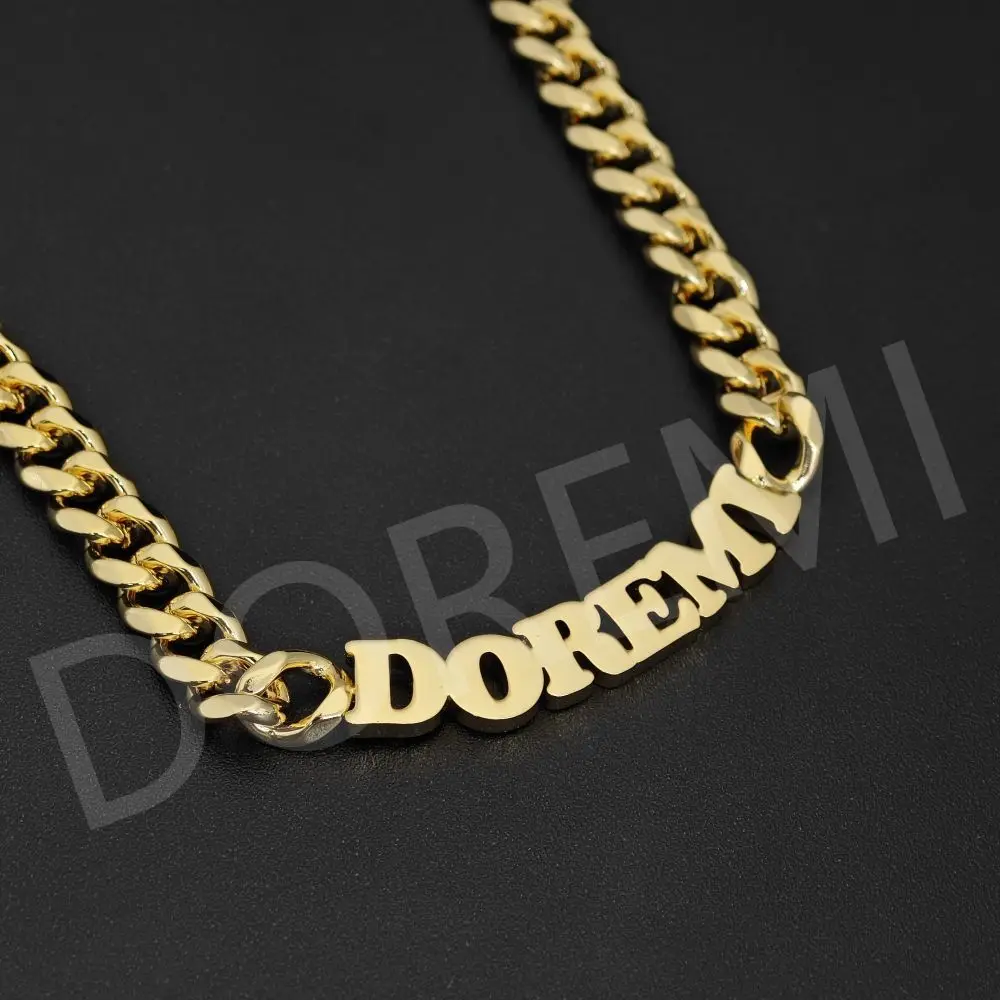 

lateefah Персонализированный ювелирный подарок: , ожерелье на заказ, кубинская цепочка из нержавеющей стали диаметром 8 мм, ожерелье с буквами толщиной 3 мм