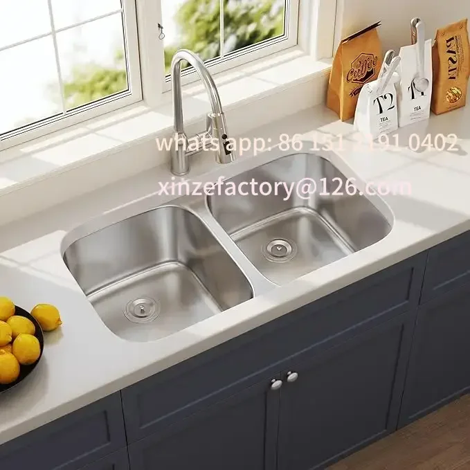 

Customizable winter Drop In Double Bowl Kitchen Sink Size:31-7/8"x20-7/8"x9"Topmount Stainless Steel Gauge Sinks
