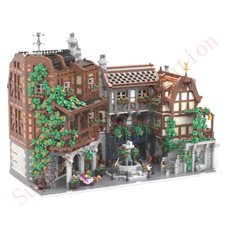 Spot assemblaggio di piccole particelle MOC- 164454   Old City Street View Architettura Serie Casa Puzzle per bambini Giocattolo Regalo creativo fai-da-te